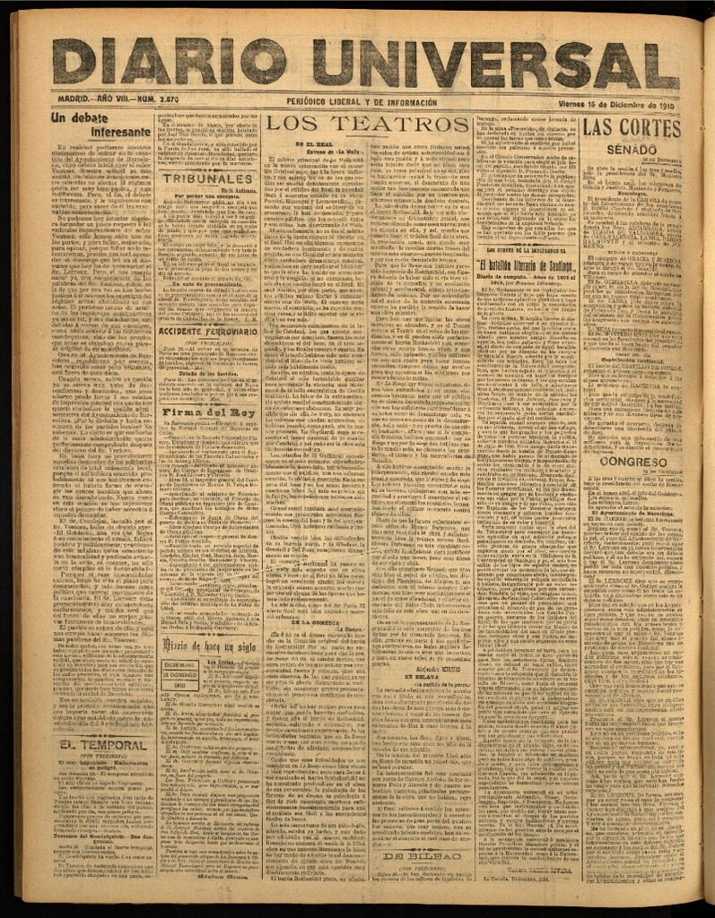 Miniatura de Diario Universal del 16 de diciembre de 1910