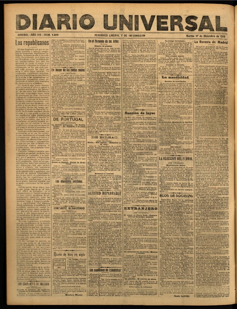 Miniatura de Diario Universal del 27 de diciembre de 1910