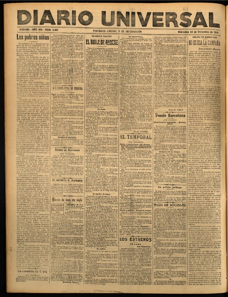 Miniatura de Diario Universal del 28 de diciembre de 1910