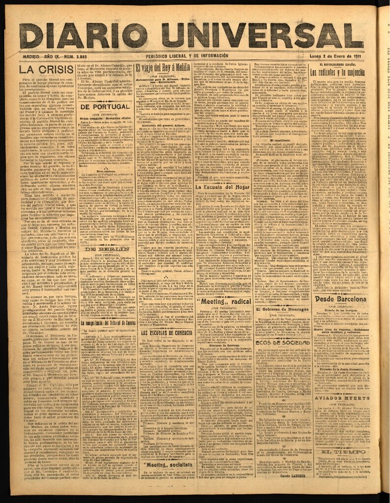 Miniatura de Diario Universal del 2 de enero de 1911