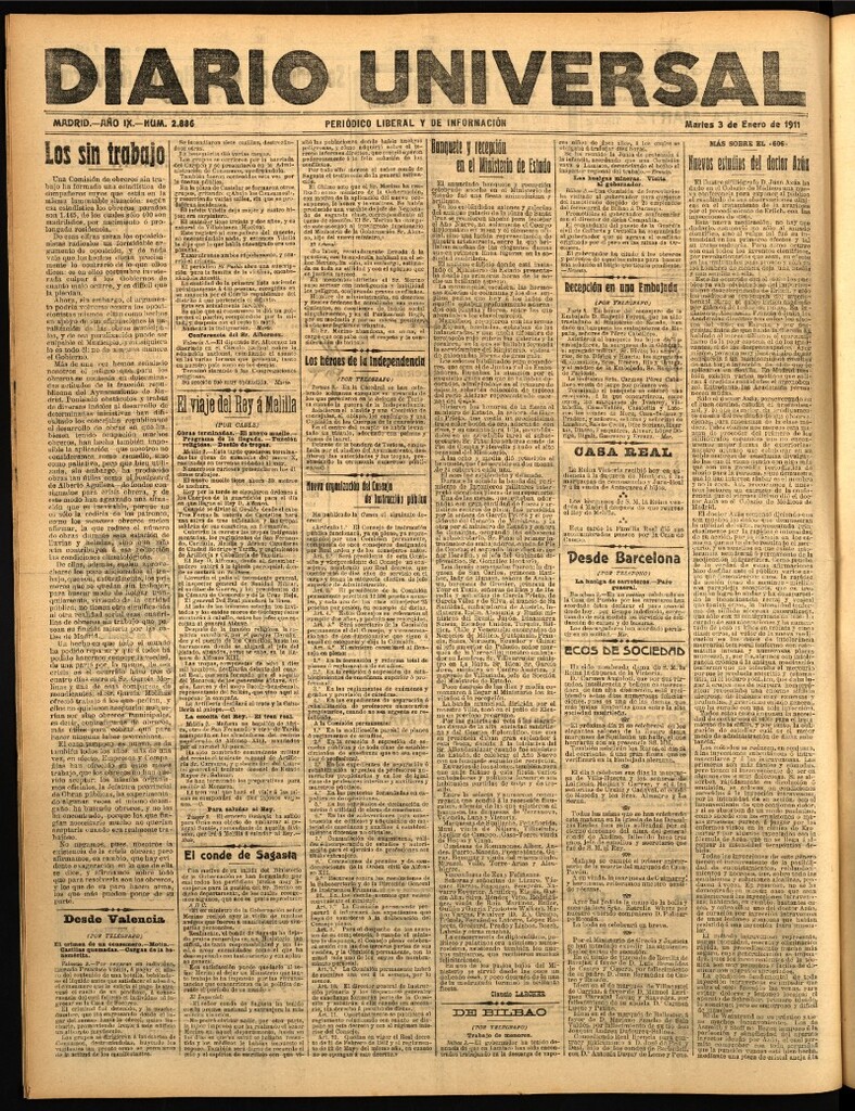 Miniatura de Diario Universal del 3 de enero de 1911