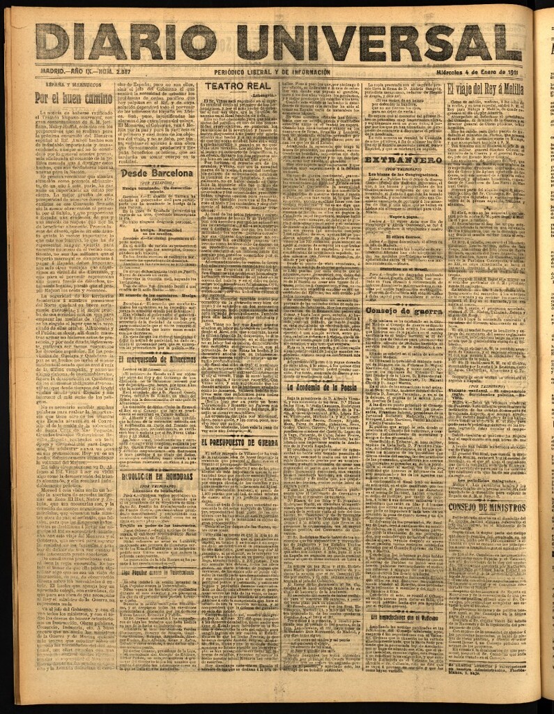 Miniatura de Diario Universal del 4 de enero de 1911