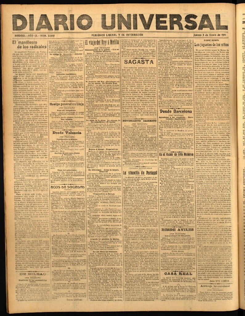 Miniatura de Diario Universal del 5 de enero de 1911