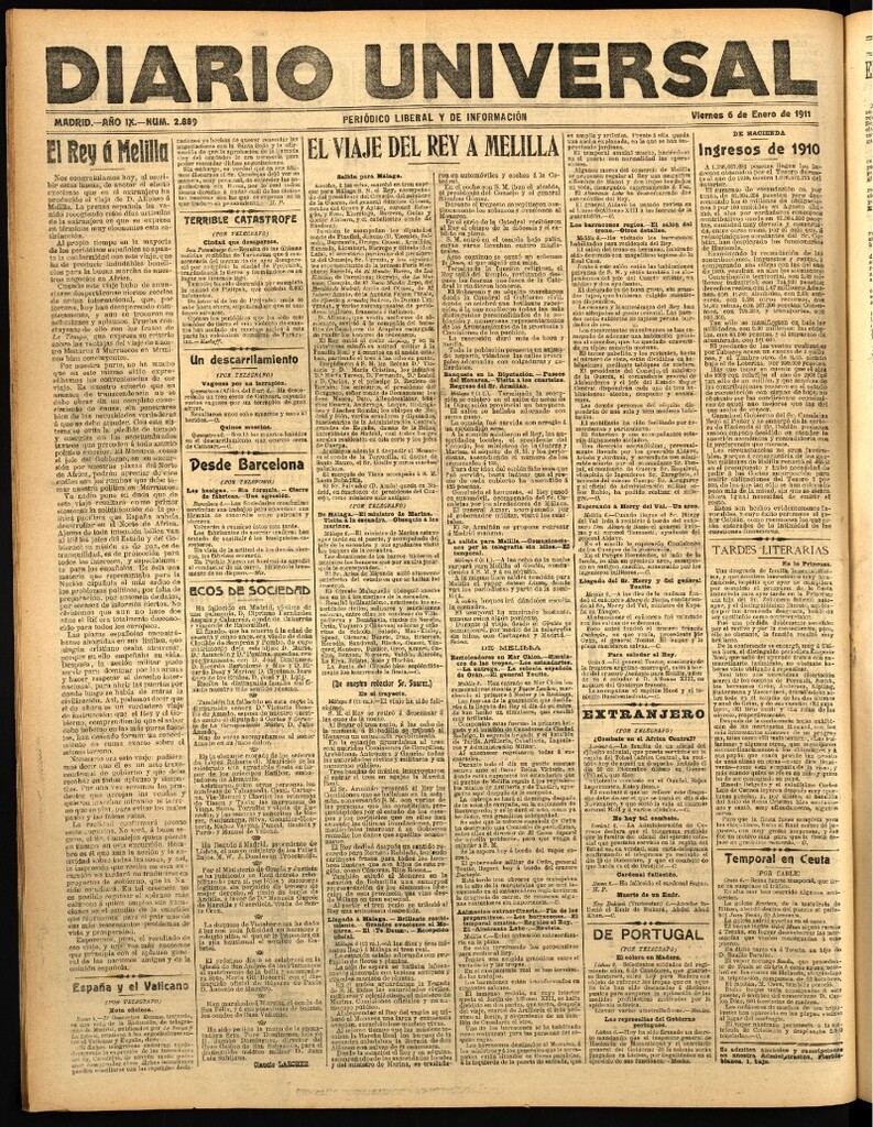 Miniatura de Diario Universal del 6 de enero de 1911