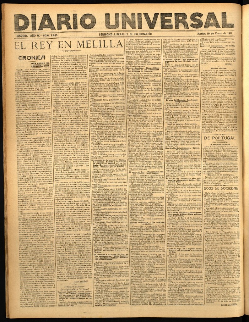 Miniatura de Diario Universal del 10 de enero de 1911
