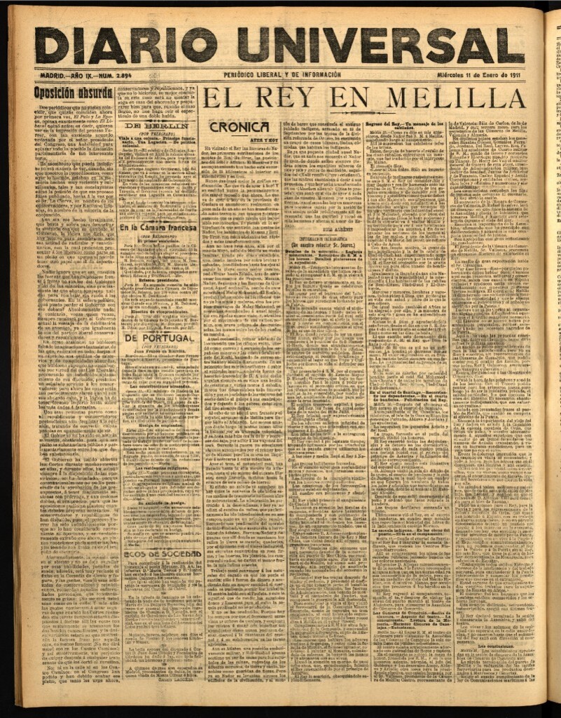 Miniatura de Diario Universal del 11 de enero de 1911