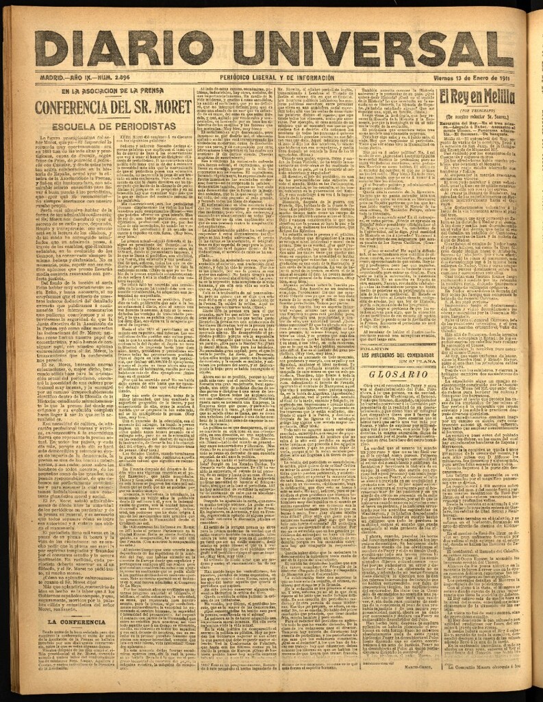 Miniatura de Diario Universal del 13 de enero de 1911