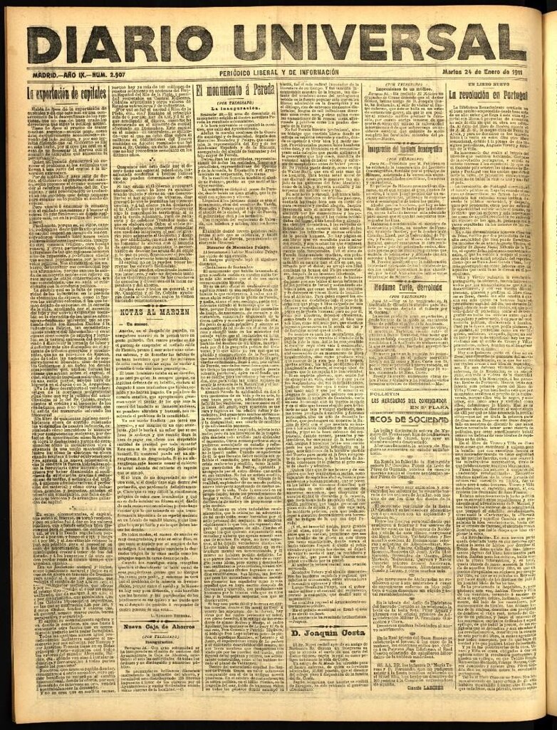 Miniatura de Diario Universal del 24 de enero de 1911