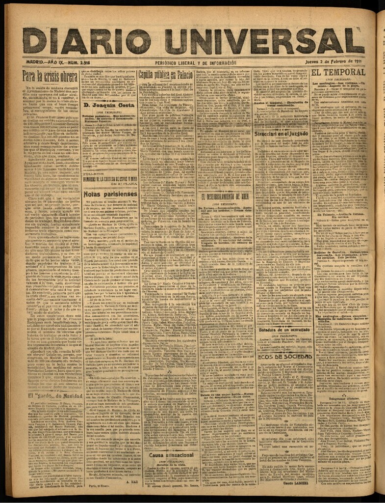 Miniatura de Diario Universal del 2 de febrero de 1911