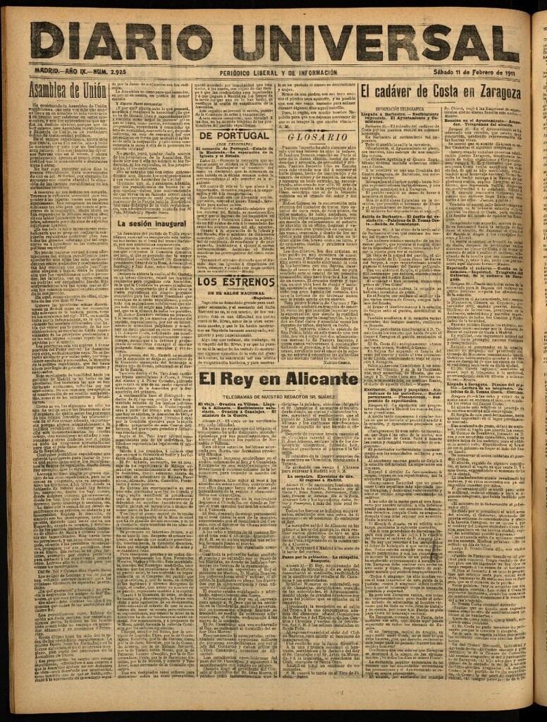Miniatura de Diario Universal del 11 de febrero de 1911