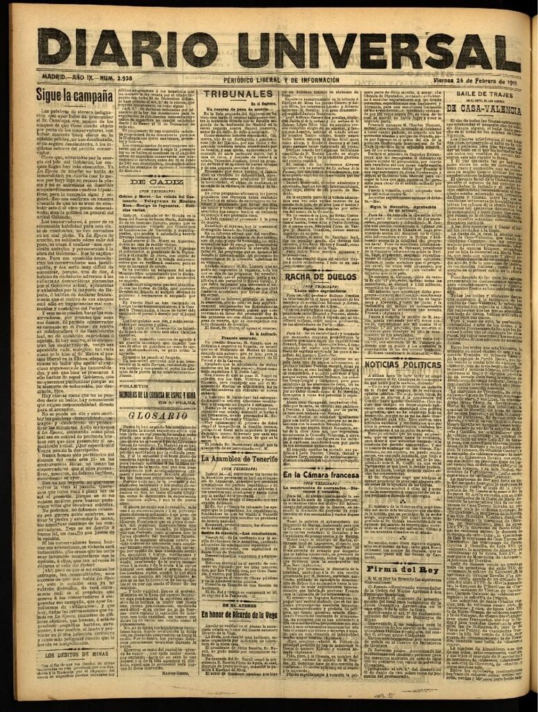 Miniatura de Diario Universal del 24 de febrero de 1911