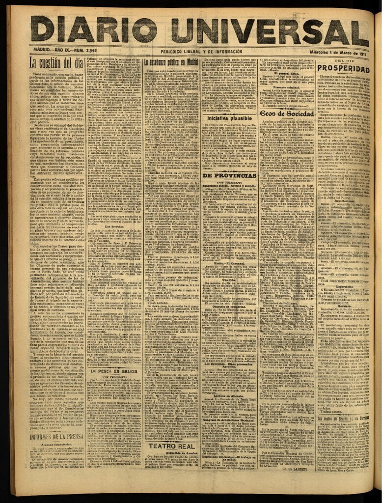 Miniatura de Diario Universal del 1 de marzo de 1911