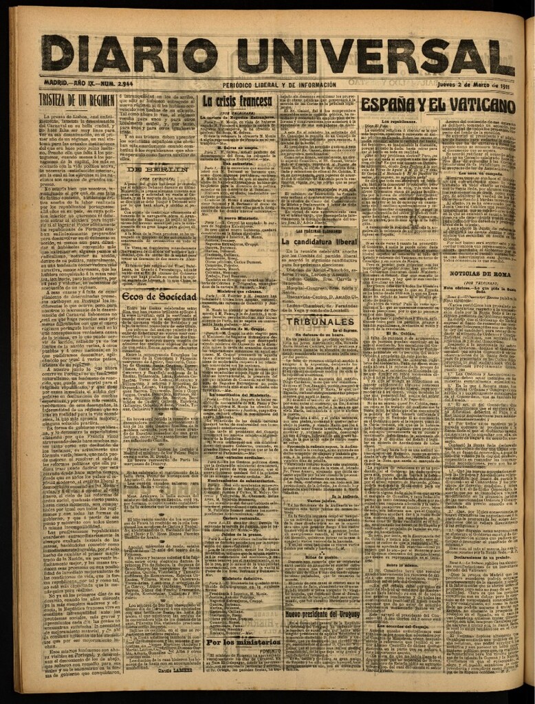 Miniatura de Diario Universal del 2 de marzo de 1911