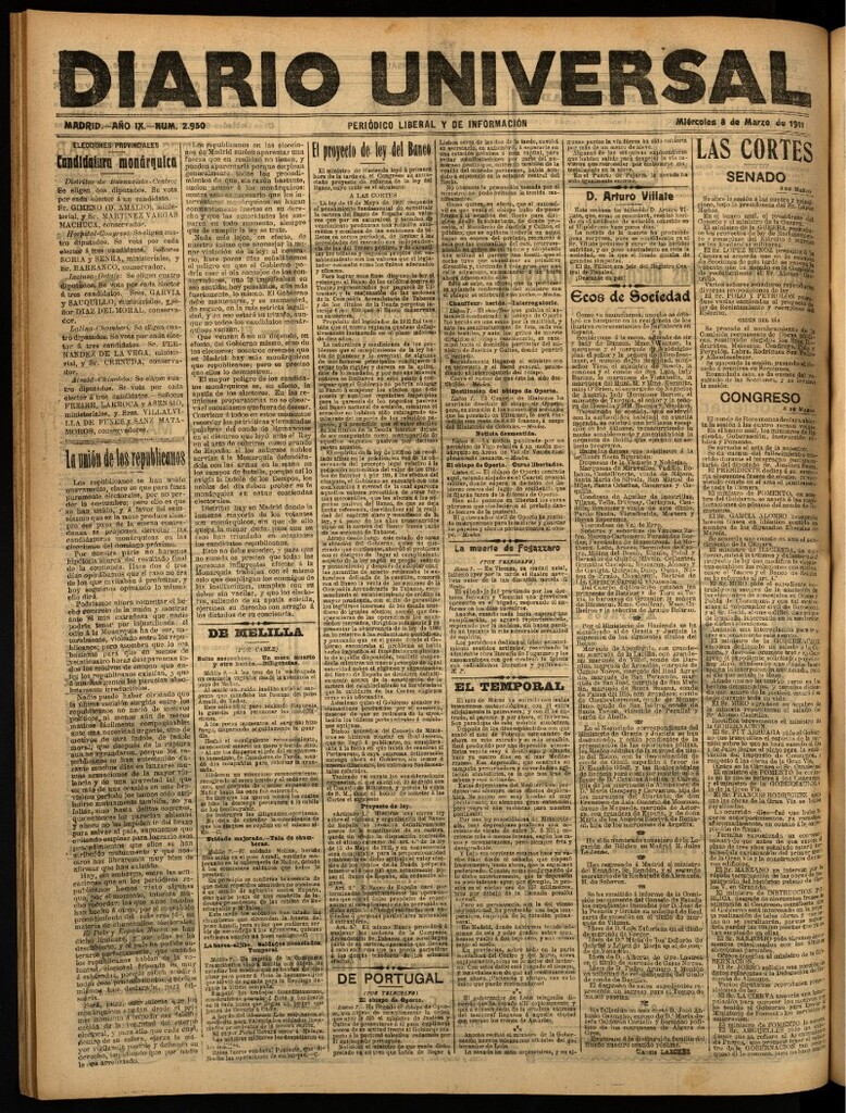Miniatura de Diario Universal del 8 de marzo de 1911