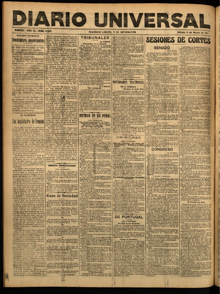 Miniatura de Diario Universal del 11 de marzo de 1911