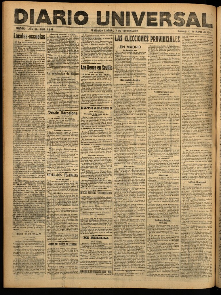 Miniatura de Diario Universal del 12 de marzo de 1911