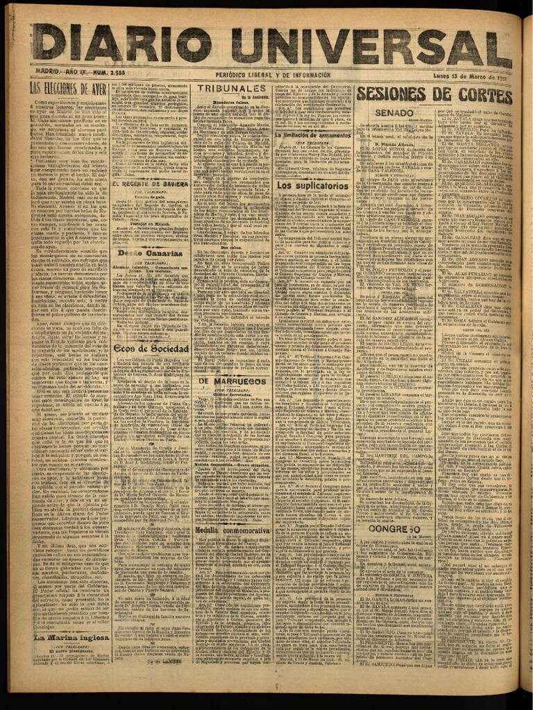 Miniatura de Diario Universal del 13 de marzo de 1911