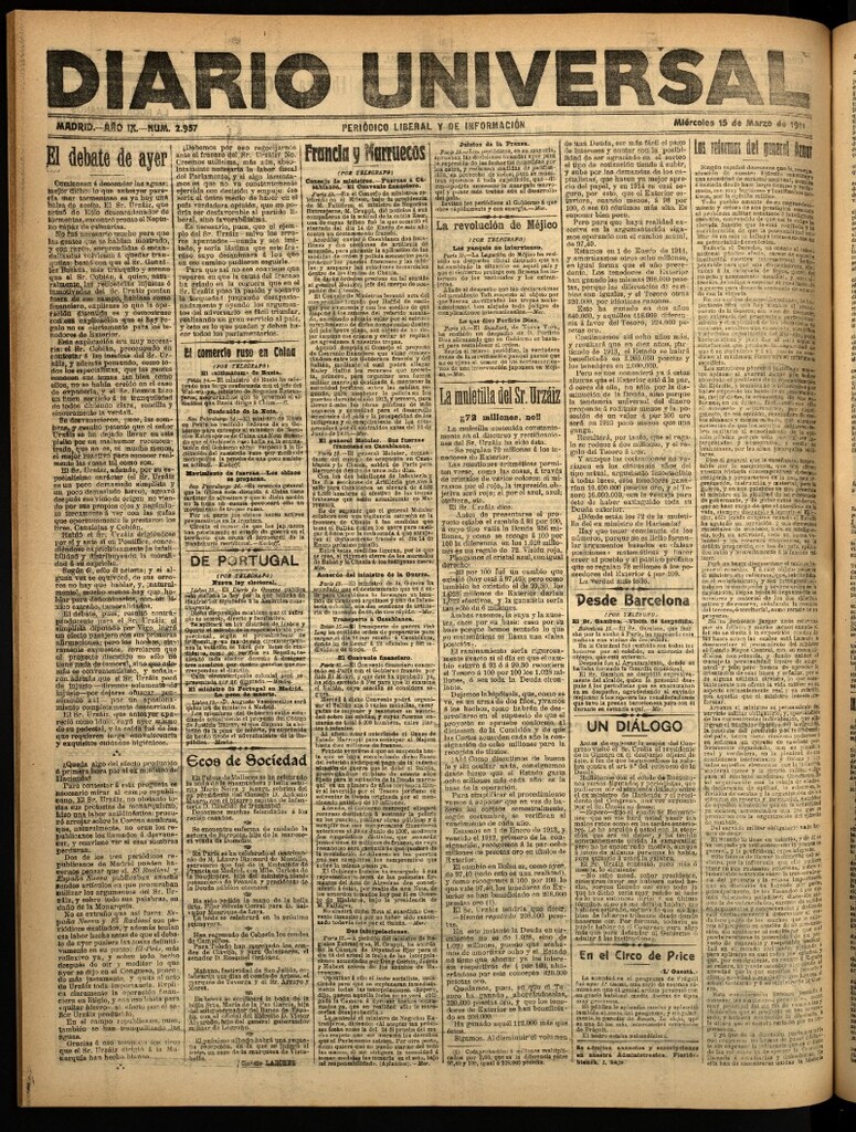 Miniatura de Diario Universal del 15 de marzo de 1911