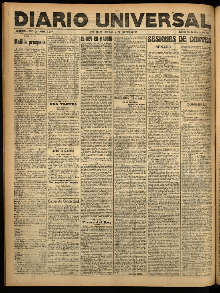 Miniatura de Diario Universal del 16 de marzo de 1911