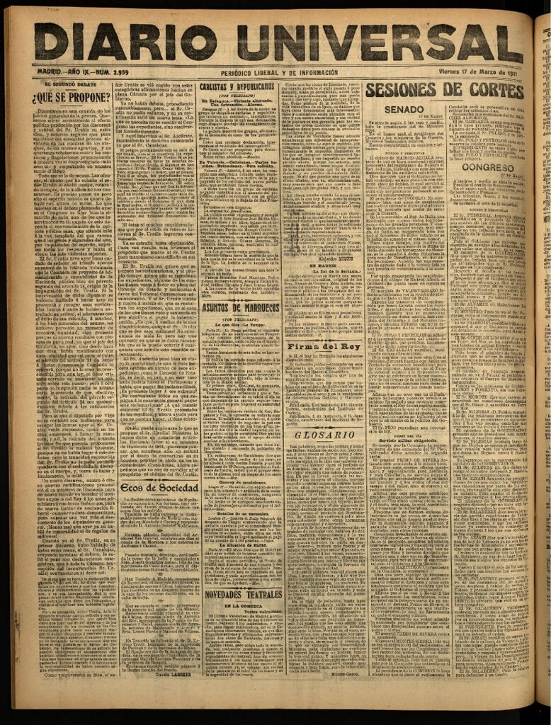 Miniatura de Diario Universal del 17 de marzo de 1911