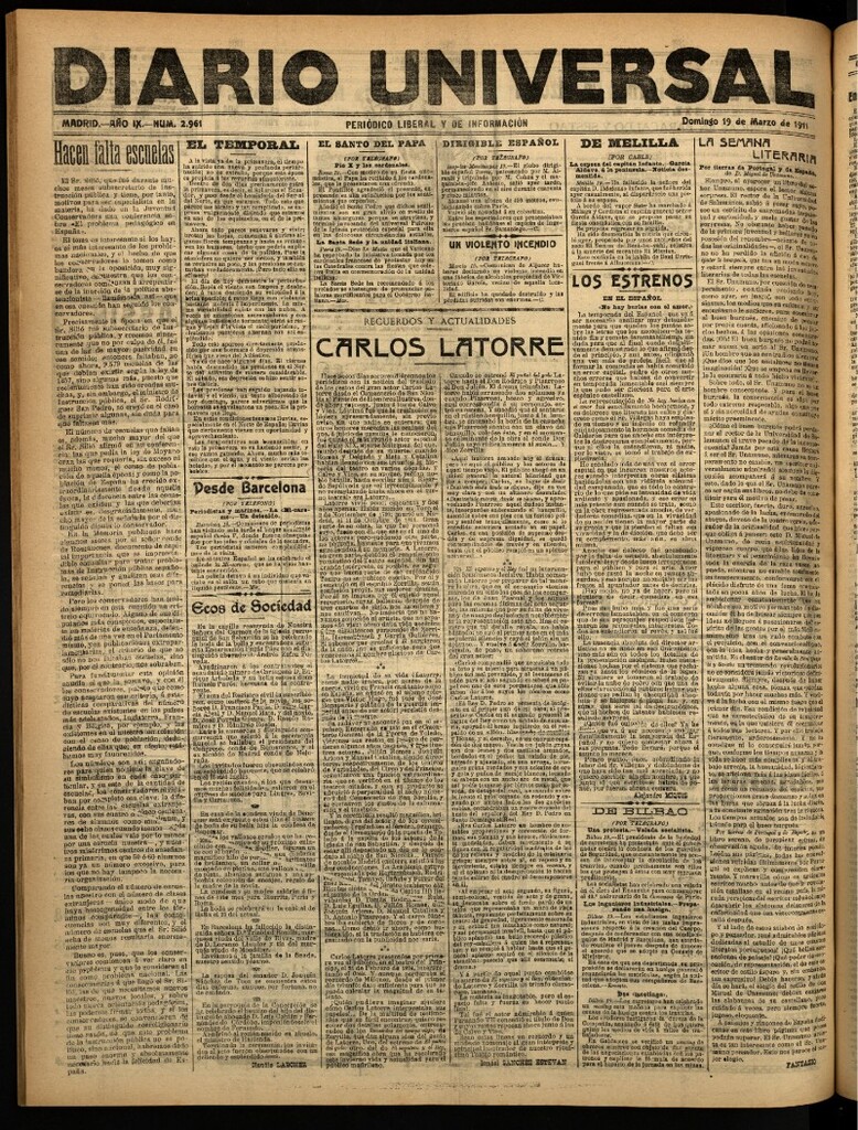 Miniatura de Diario Universal del 19 de marzo de 1911