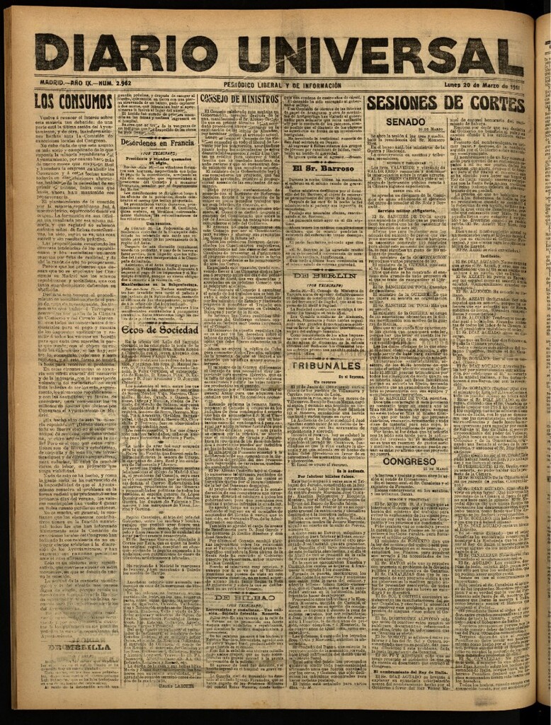 Miniatura de Diario Universal del 20 de marzo de 1911