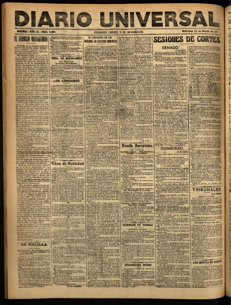 Miniatura de Diario Universal del 22 de marzo de 1911