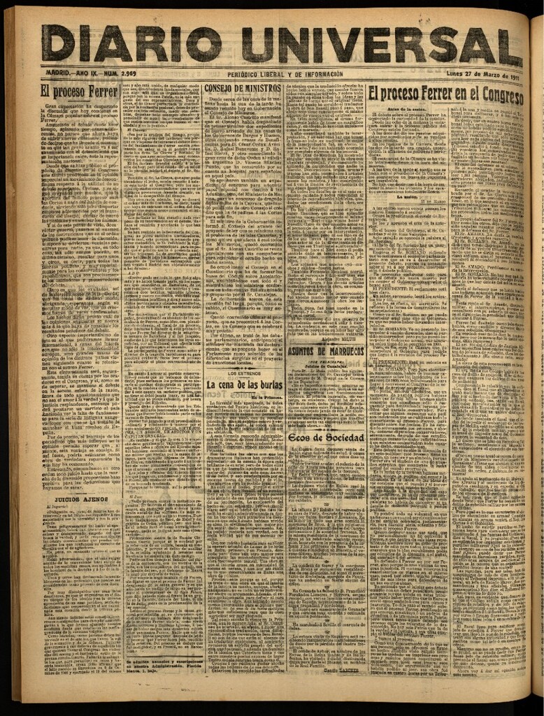 Miniatura de Diario Universal del 27 de marzo de 1911
