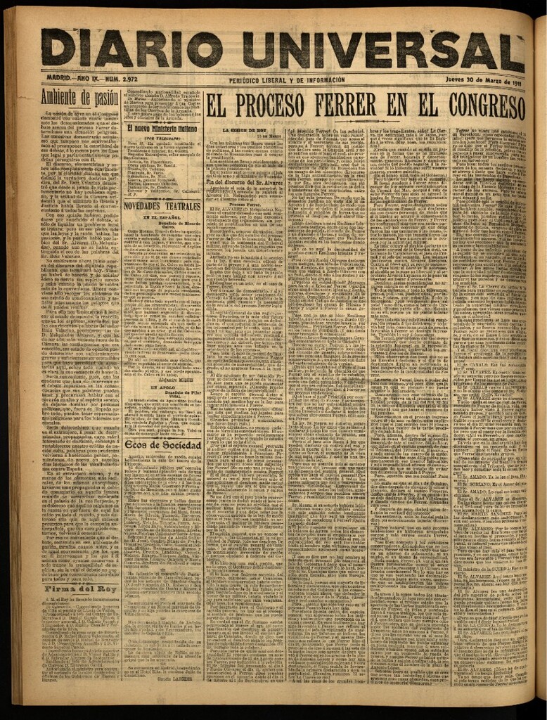 Miniatura de Diario Universal del 30 de marzo de 1911