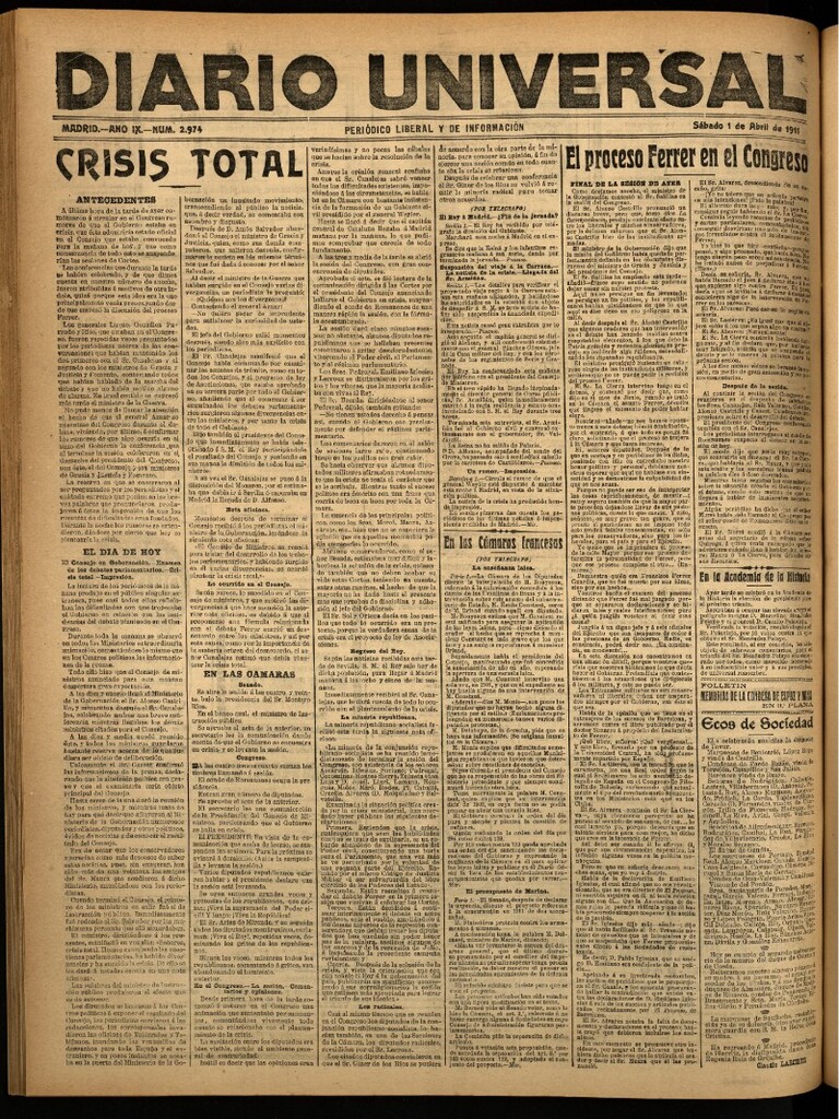 Miniatura de Diario Universal del 1 de abril de 1911