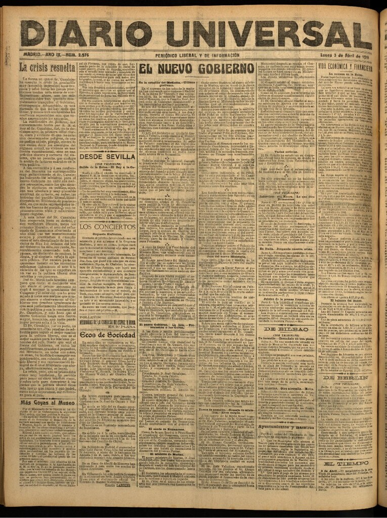 Miniatura de Diario Universal del 3 de abril de 1911