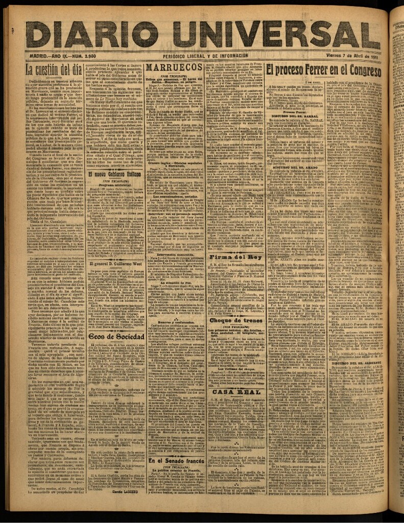 Miniatura de Diario Universal del 7 de abril de 1911