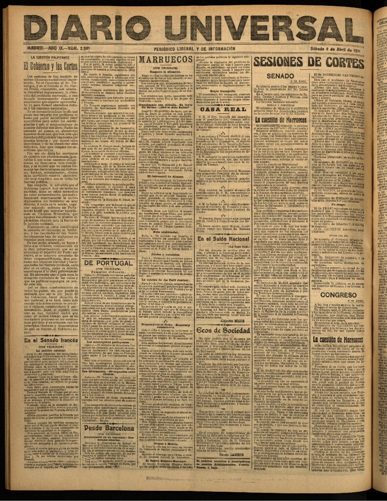 Miniatura de Diario Universal del 8 de abril de 1911