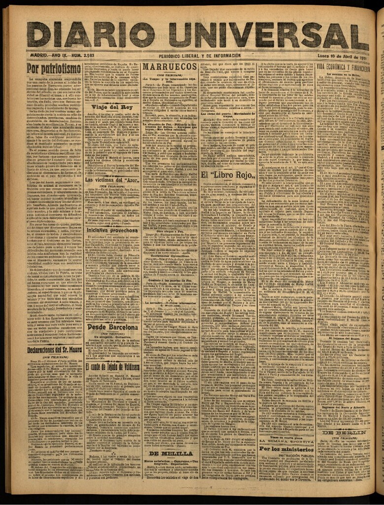 Miniatura de Diario Universal del 10 de abril de 1911