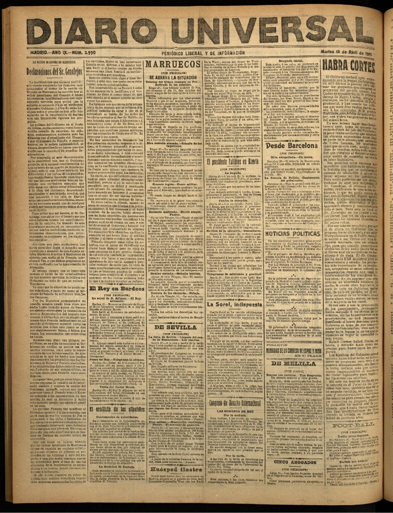 Miniatura de Diario Universal del 18 de abril de 1911