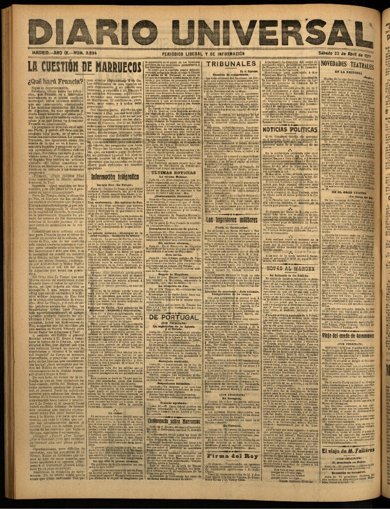 Miniatura de Diario Universal del 22 de abril de 1911