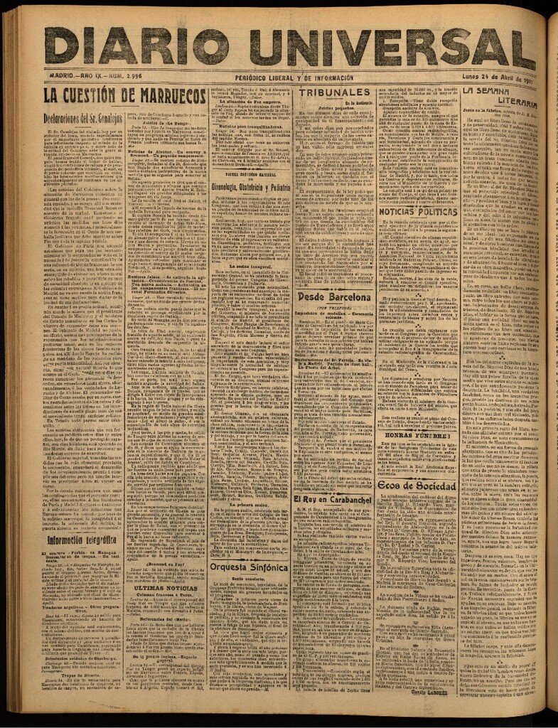 Miniatura de Diario Universal del 24 de abril de 1911