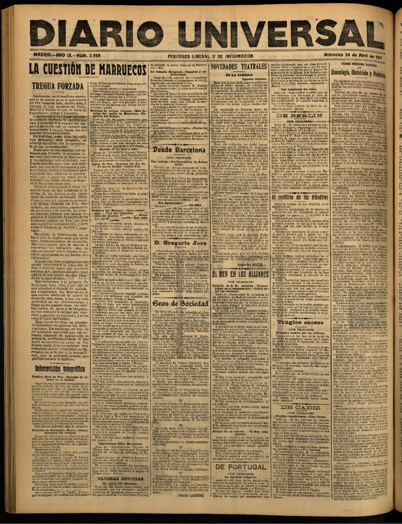 Miniatura de Diario Universal del 26 de abril de 1911