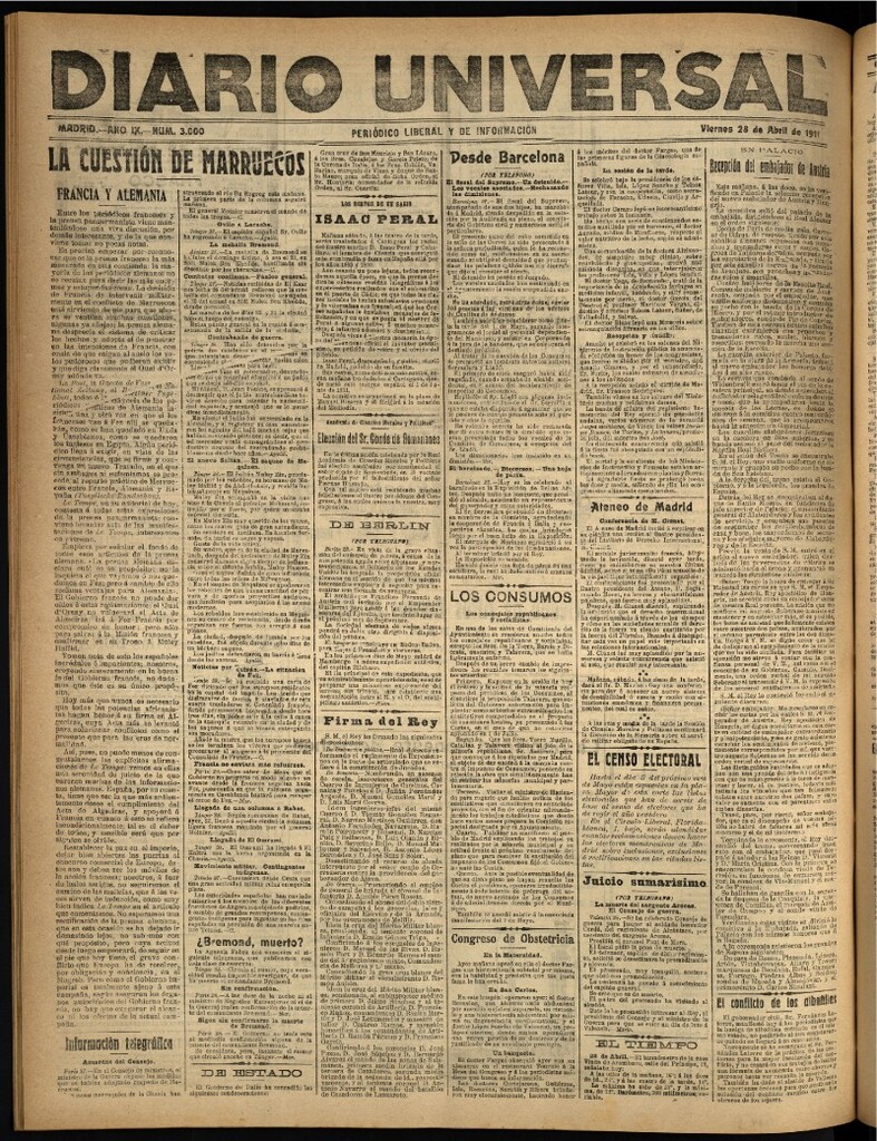 Miniatura de Diario Universal del 28 de abril de 1911
