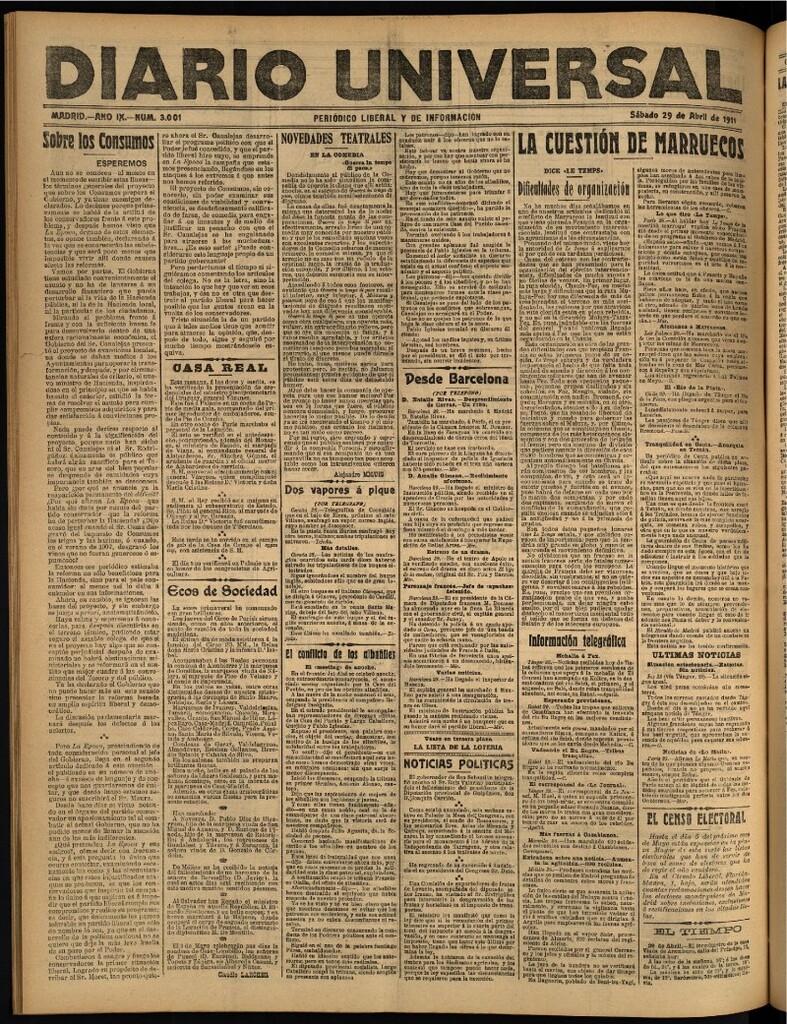 Miniatura de Diario Universal del 29 de abril de 1911