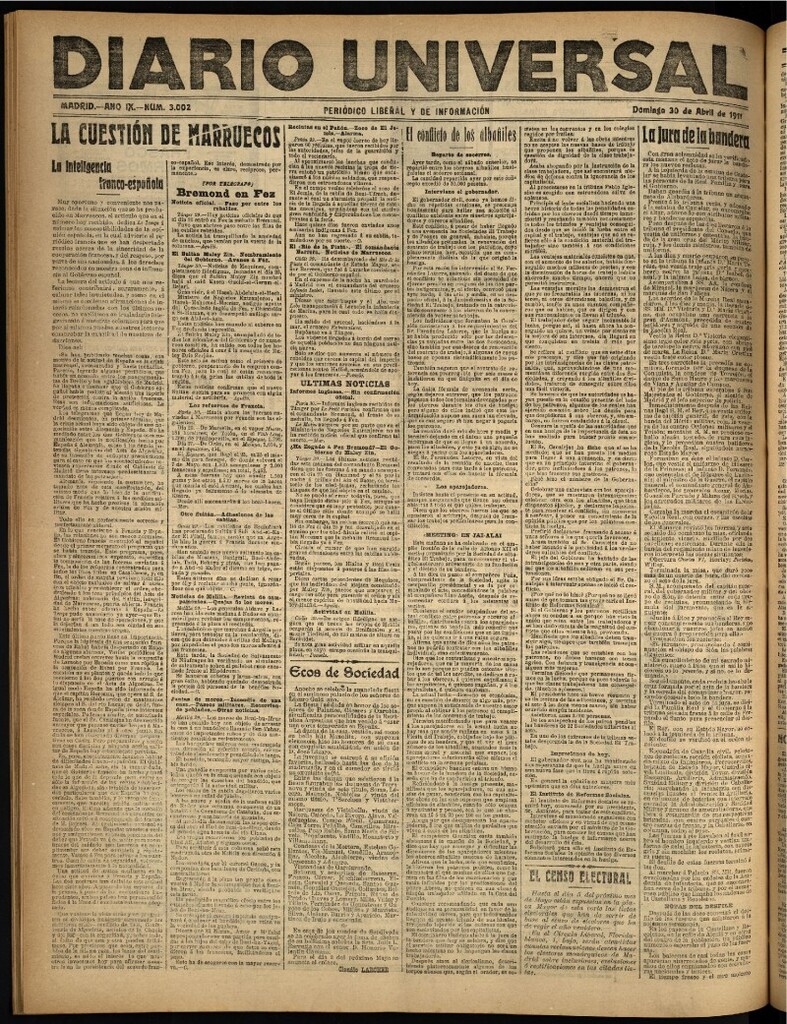 Miniatura de Diario Universal del 30 de abril de 1911