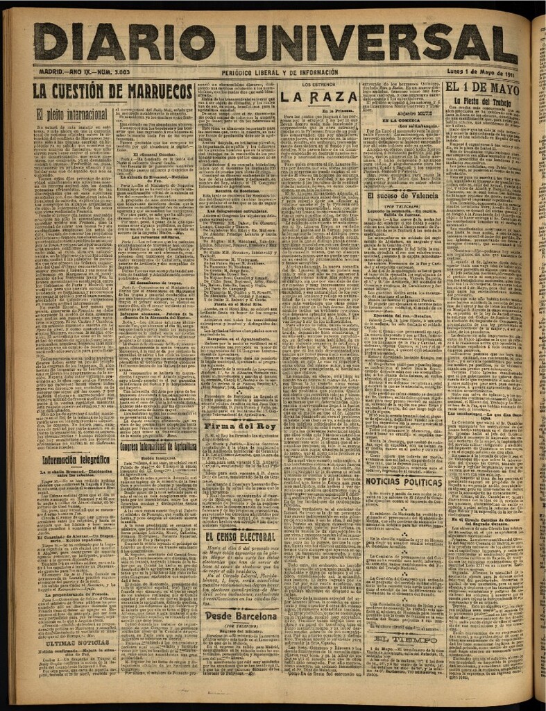 Miniatura de Diario Universal del 1 de mayo de 1911