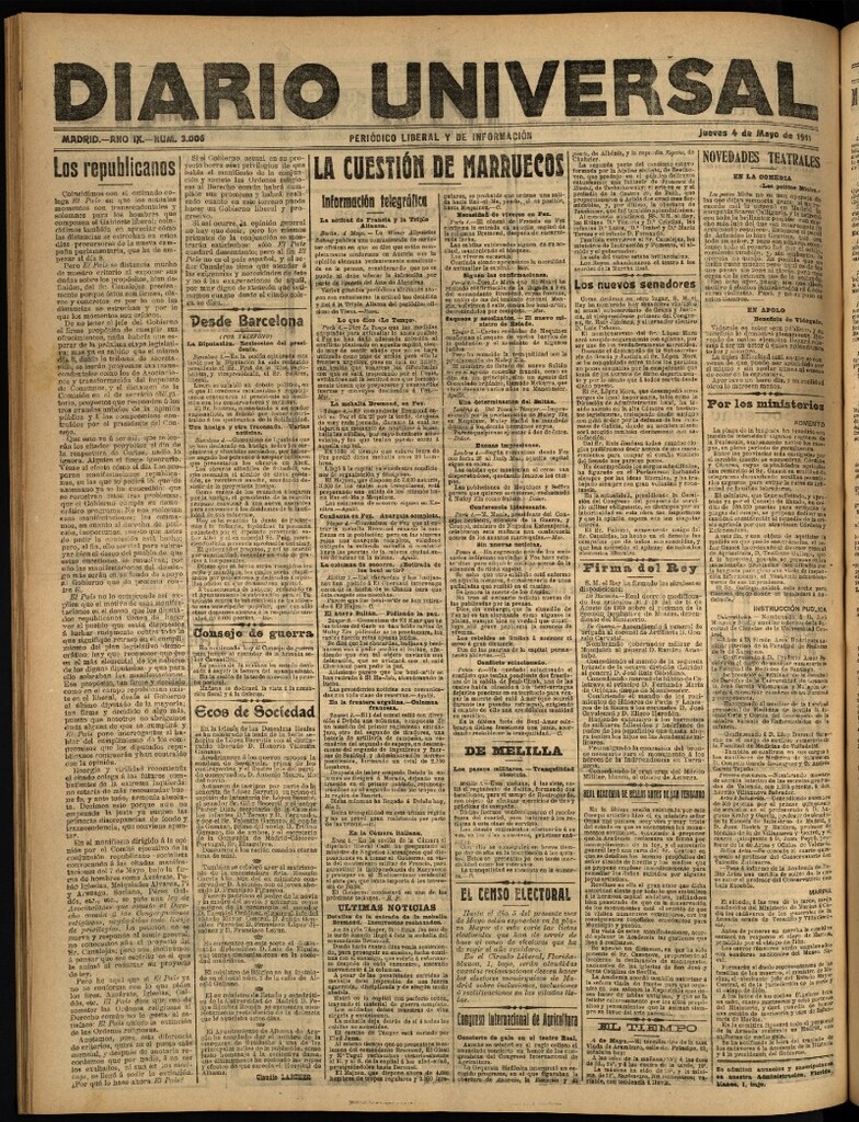 Miniatura de Diario Universal del 4 de mayo de 1911