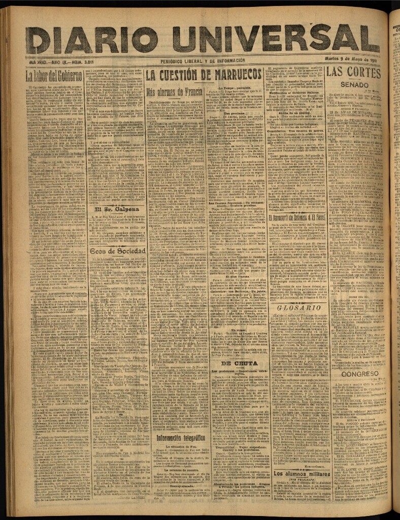 Miniatura de Diario Universal del 9 de mayo de 1911