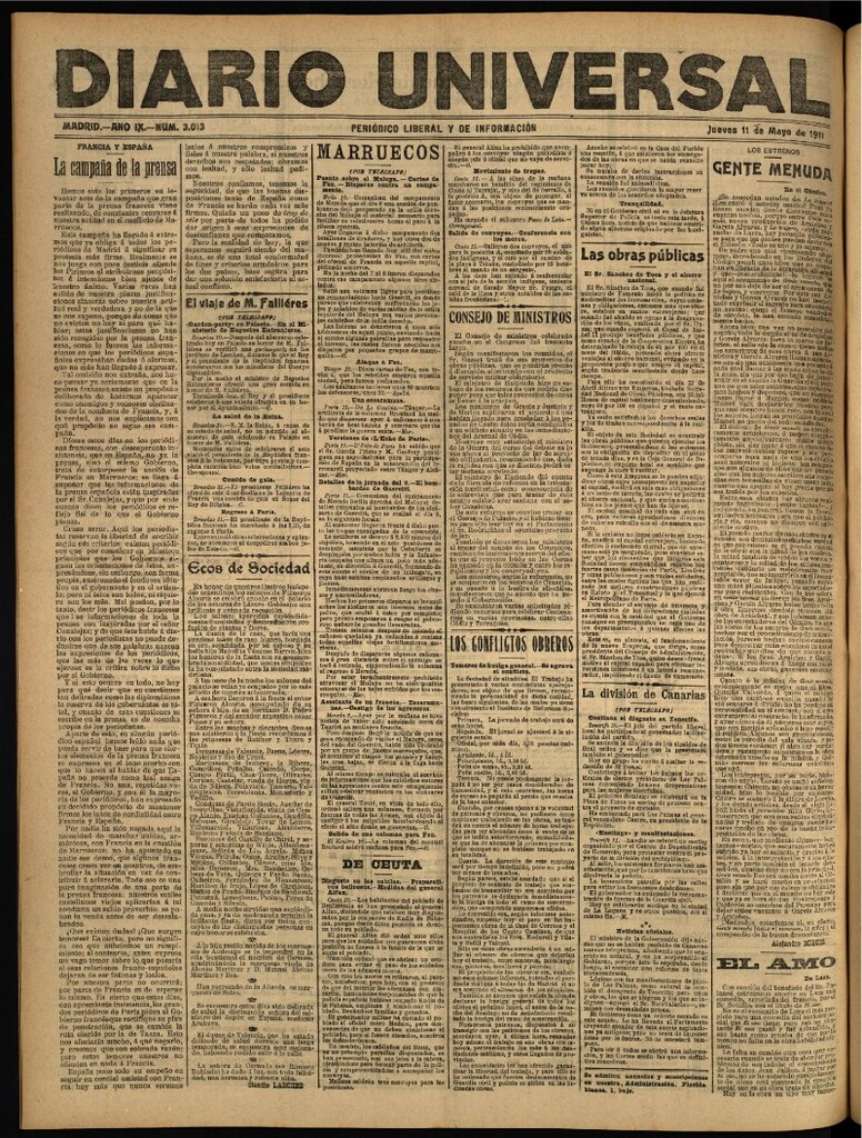 Miniatura de Diario Universal del 11 de mayo de 1911