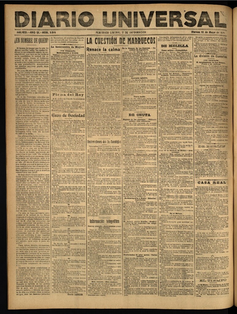 Miniatura de Diario Universal del 12 de mayo de 1911