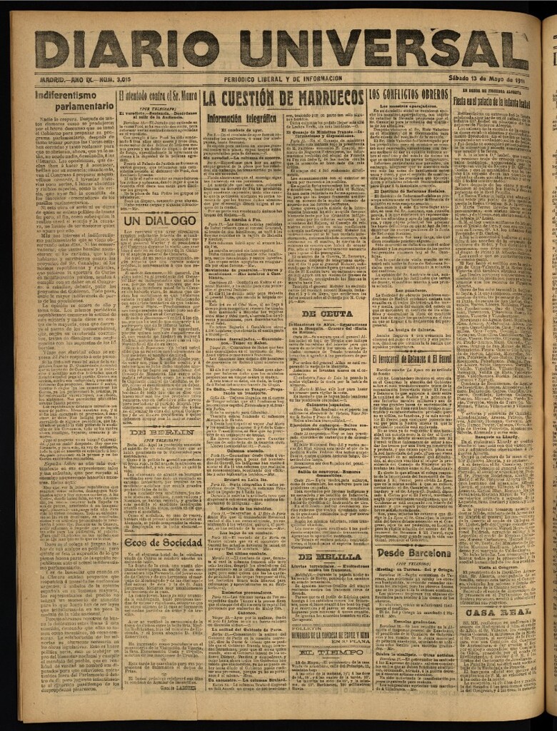 Miniatura de Diario Universal del 13 de mayo de 1911