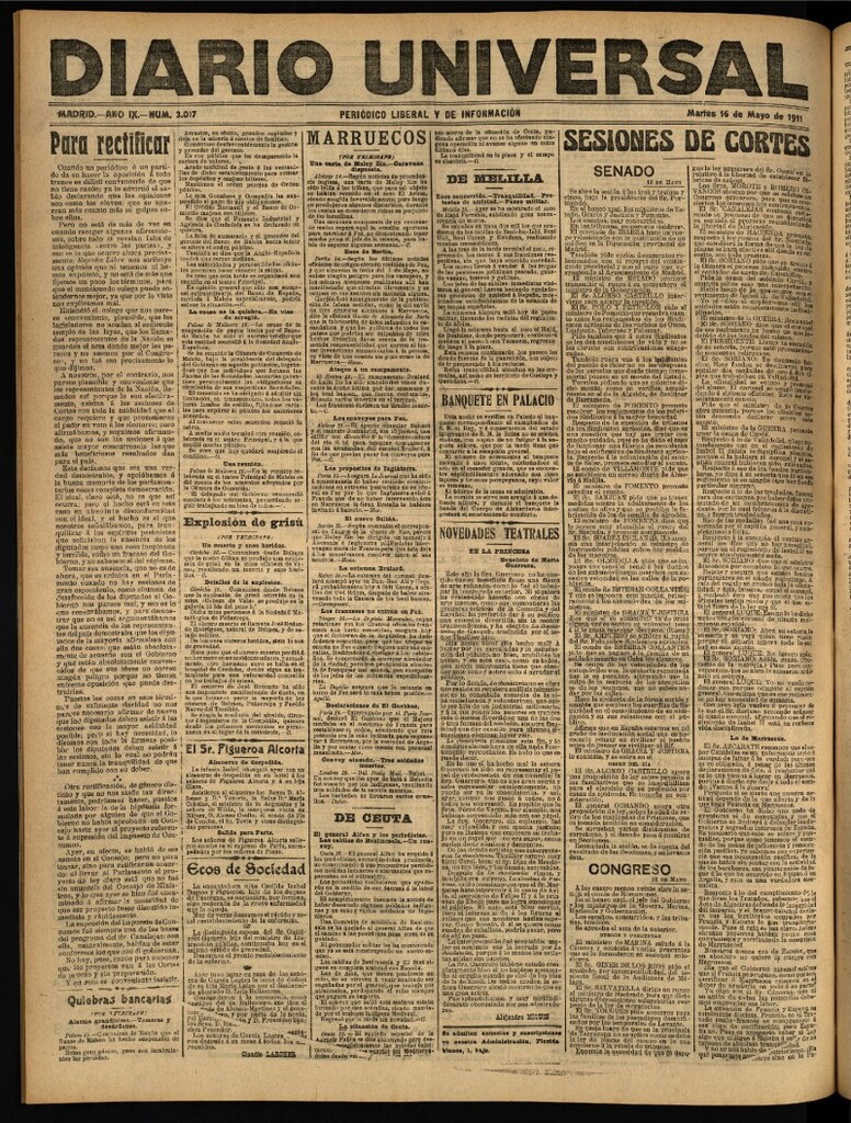 Miniatura de Diario Universal del 16 de mayo de 1911
