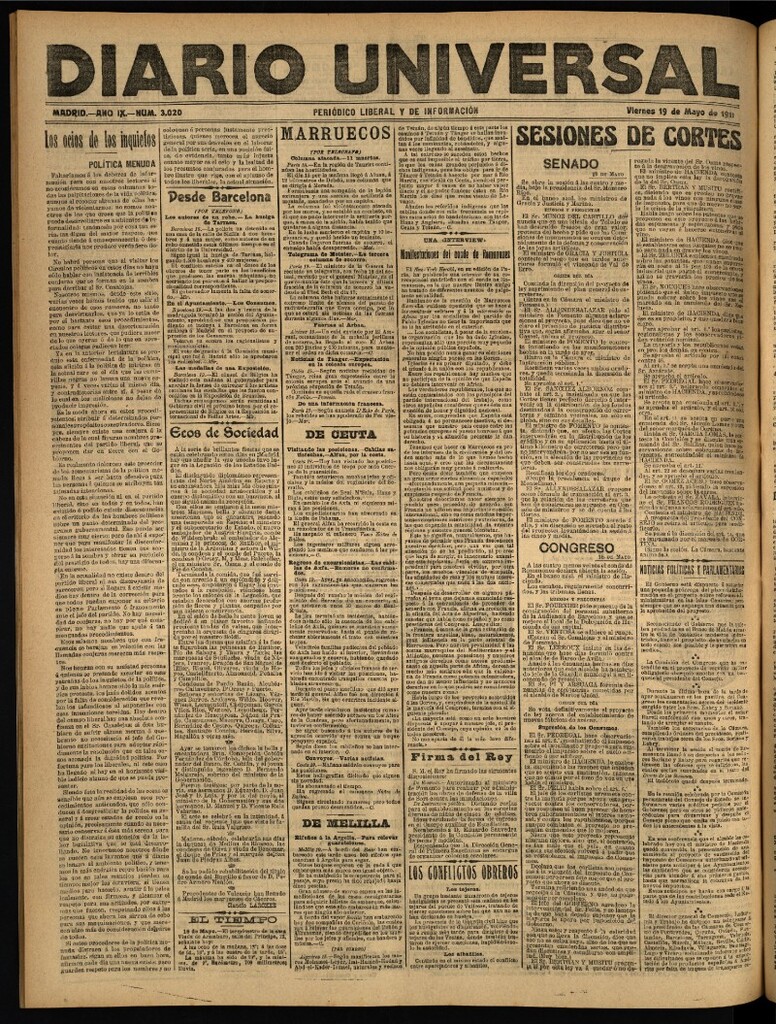 Miniatura de Diario Universal del 19 de mayo de 1911