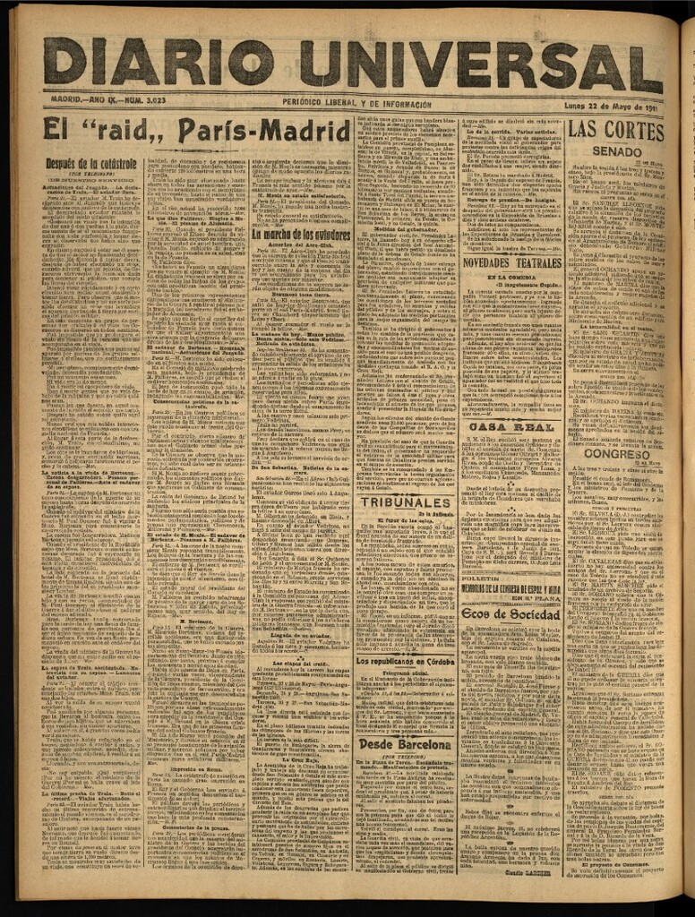Miniatura de Diario Universal del 22 de mayo de 1911